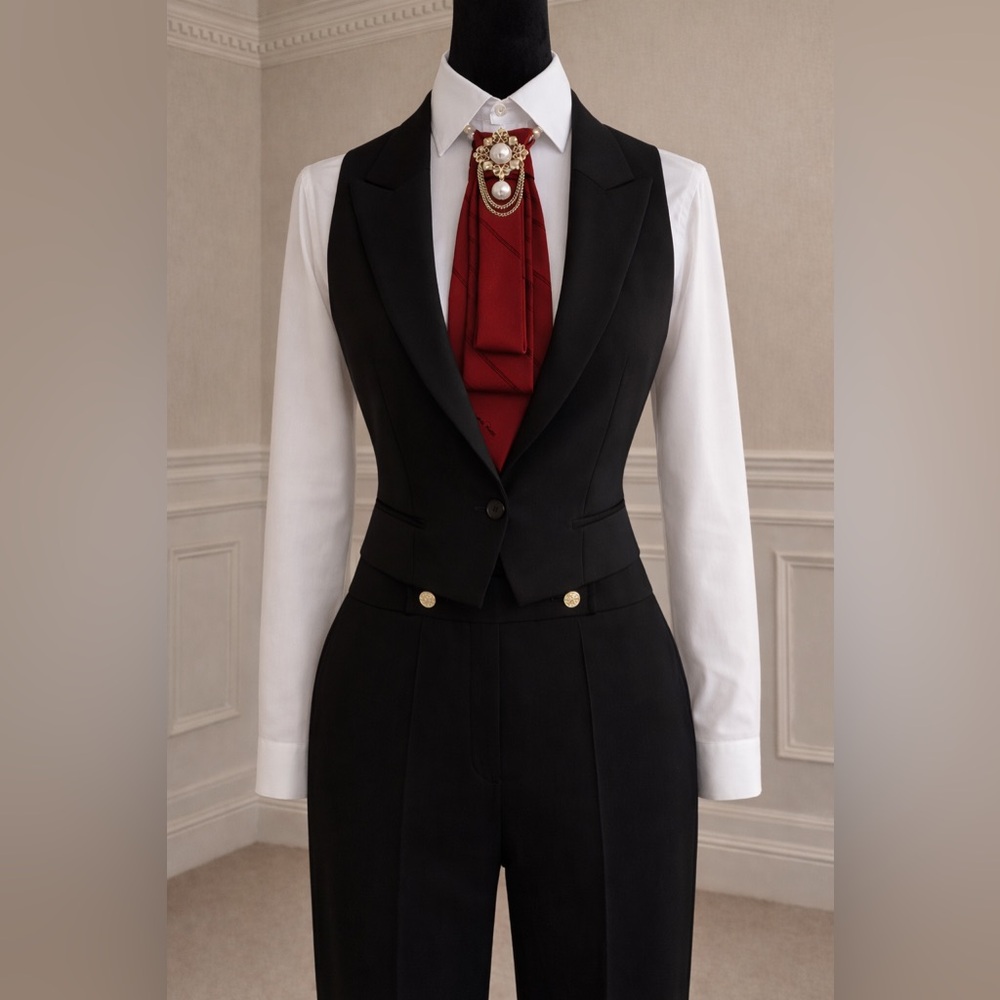 Oscar de la Renta Necktie Necklace Stunning Brooch and Beaded Necklace